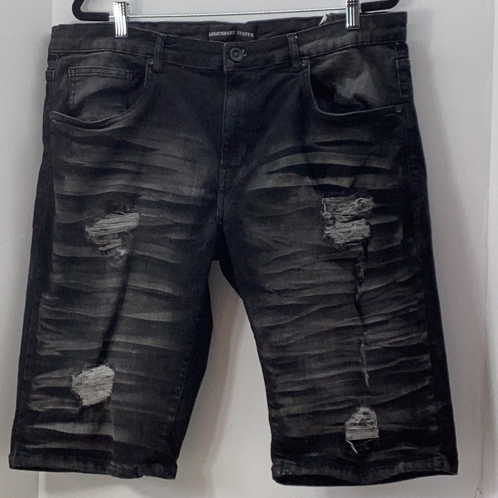 Black Distressed Denim Jean Shorts